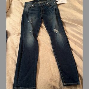NWT Seven 7 For All Mankind skinny ankle jeans 23 32 destroy